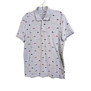 American Eagle Outfitters Flex Polo Shirt Mens Med Gray All Over Print Sneakers